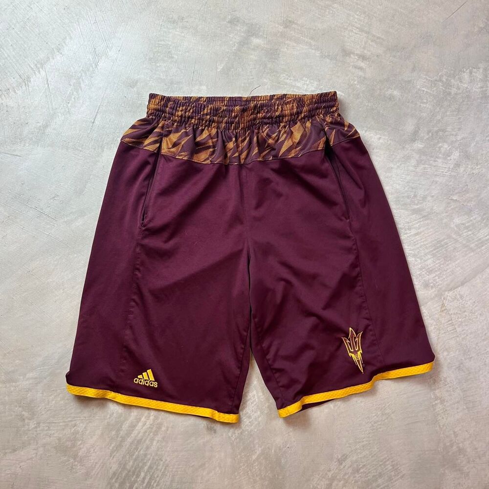 Adidas Men's Burgundy and Purple Shorts